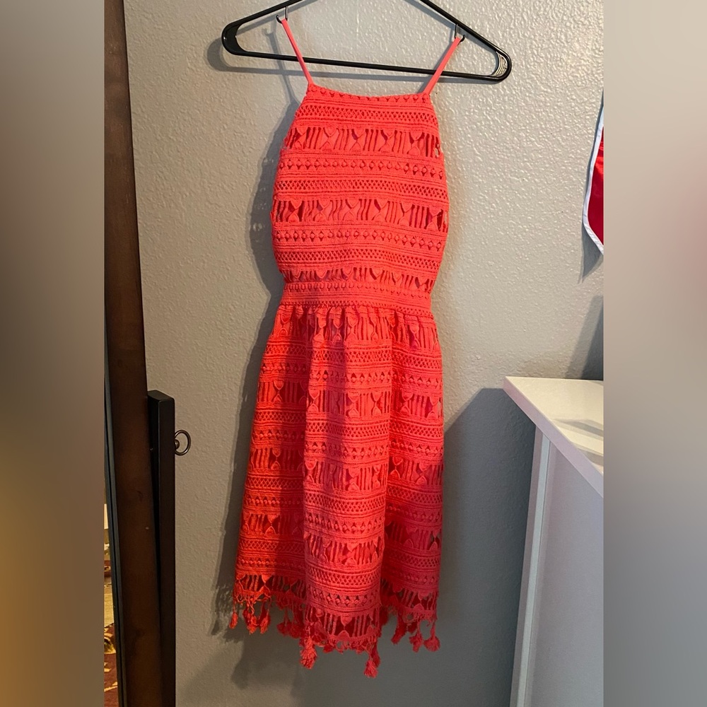 Chelsea & Violet hot pink crochet style dress